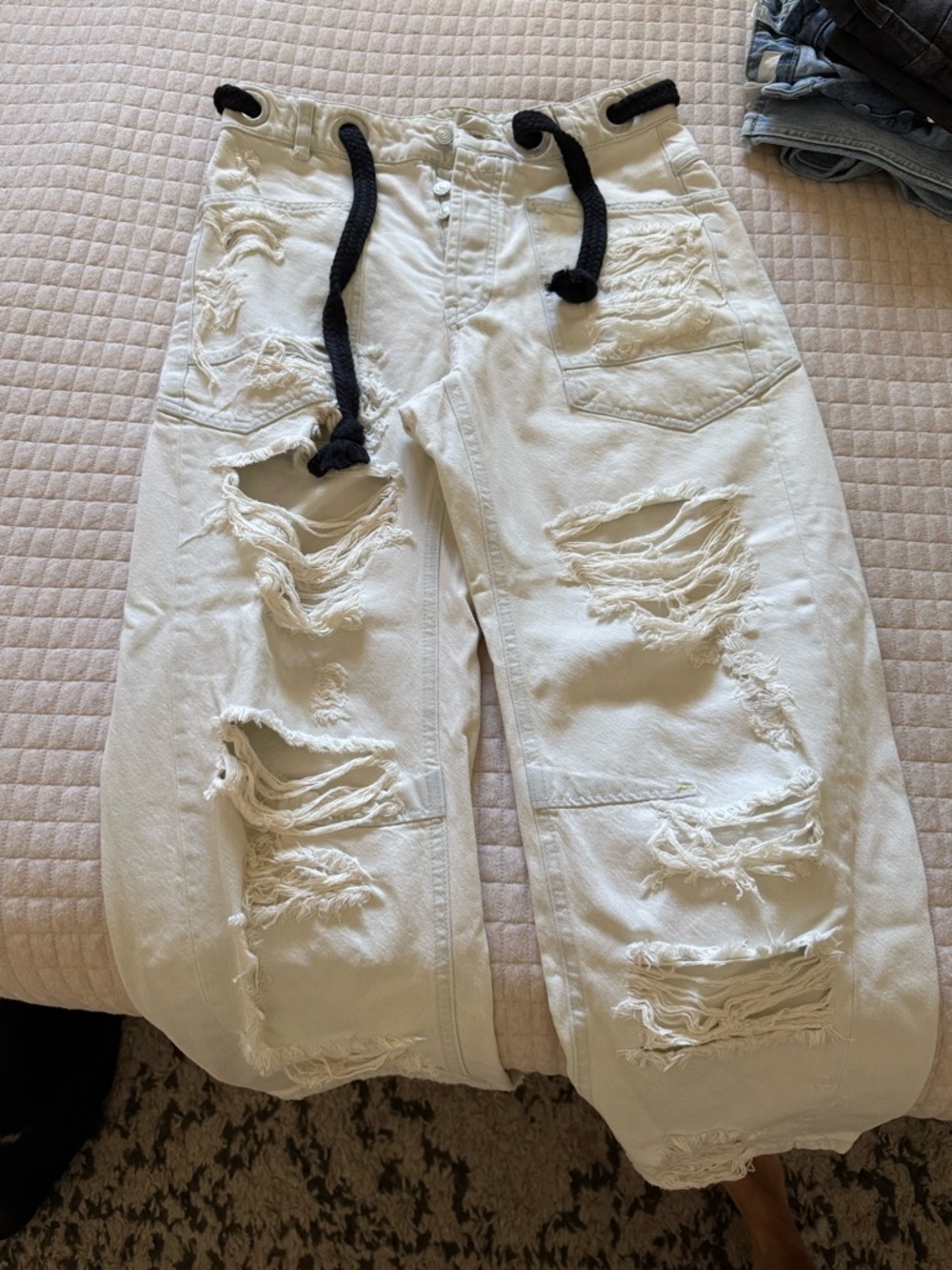 We The Free Distressed White Moxie Jeans